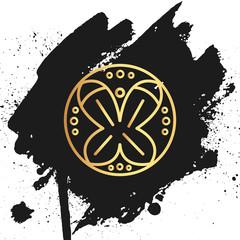 Fototapeta premium Abstract element for design, gold decoration. Abstract gold beauty industry and fashion logo,Identity for beauty, ecological cosmetics business,companies and clinics. Linear trend style.