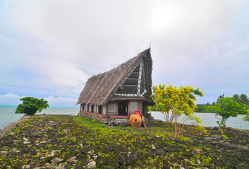 The Men's Meeting house known as a faluw  on Yap island, Micronesia © robnaw
