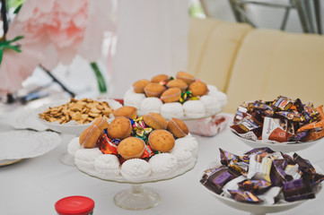 The dishes of snacks on the holiday table 9997.