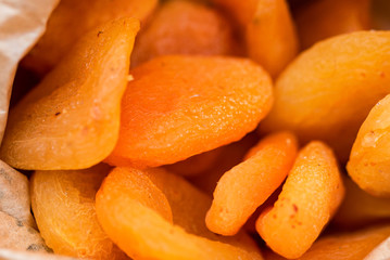 Close up of dry apricots