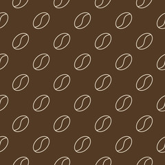 Outline coffee beans vector brown seamless pattern