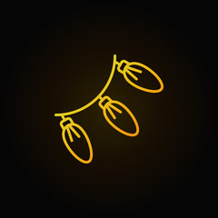 New Year lights yellow line icon. Vector xmas garland concept