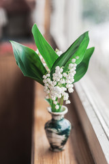 Lilies of the valley in a vase. Ландыши в вазе