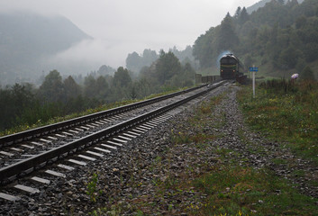 Fog and mist at railway