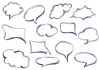 Cute speech bubble doodle set