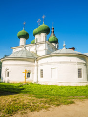 Fototapeta na wymiar Ancient Orthodox Cathedral Located In The Historic Part Of Vologda City Of Russia