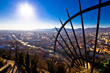 Graz aerial panoramic view from Schlossberg