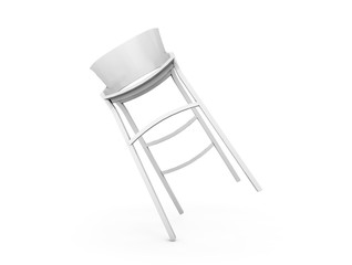 White Bar Modern Stools with Table on a white background. 3d Rendering.