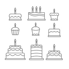 Outlined simple cake sweets icon isolated on white background