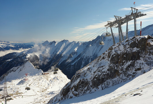Cable car in the ski resort Kaprun, Austria