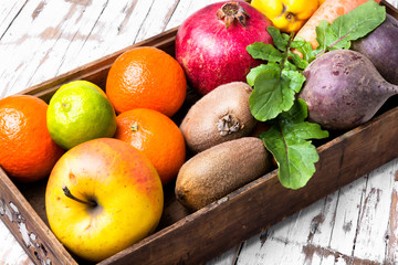 fruit in a wooden box