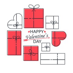 postcard on Valentine's gifts and hearts..