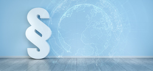 Obraz premium Law icons in interior with connections 3D rendering