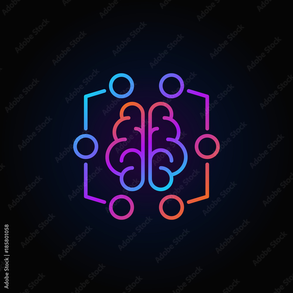 Aufkleber digital brain colorful icon - vector machine learning symbol