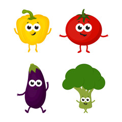 set with cartoon vegetables
