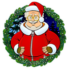 Santa Claus. Christmas and New Year's emblem.