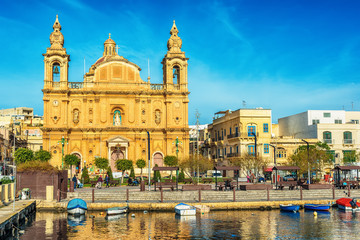 Fototapeta na wymiar St. Joseph Parish Church, Msida, Malta in the morning