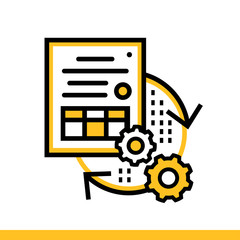 Outline icon Data synchronization. Data science technology and machine learning process. Suitable for print, website and presentation