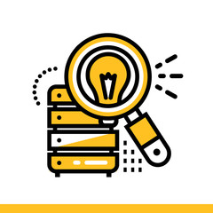 Outline icon Data insight. Data science technology and machine learning process. Suitable for print, website and presentation