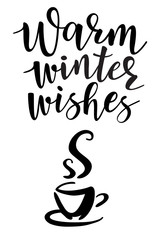 Poster, card with 'warm winter wishes'