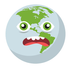 Entsetzte traurige Erde Flat Design Icon