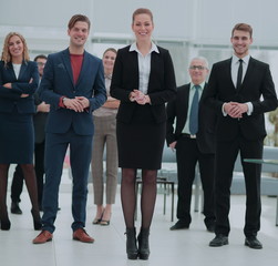 Group of successful business people looking confident