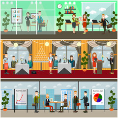 Vector set of business posters, banners in flat style