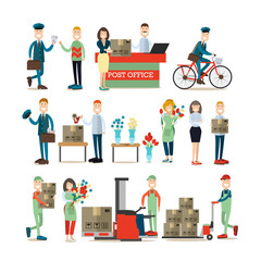 Delivery people vector flat icon set