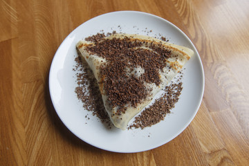 Preparation of Russian national dish - pancakes. Maslenitsa