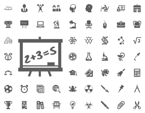 white board with math icon. science and education vector icons set.