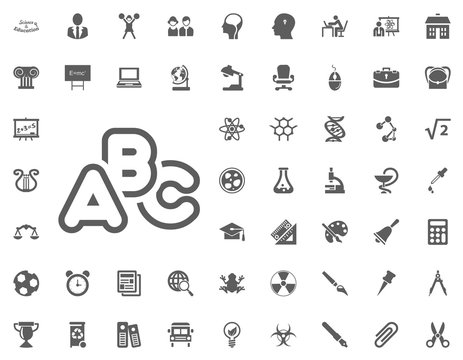 ABC alphbet icon. science and education vector icons set.