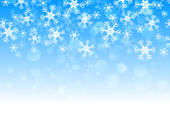 Vector illustration of Christmas background with blue and white snowflakes