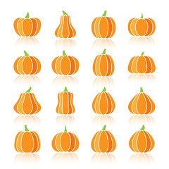 Halloween pumpkin color silhouette icon set