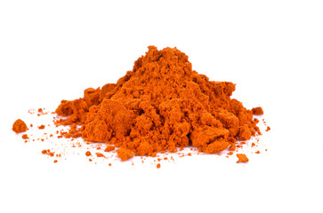 Heap of turmeric on isolated white background
