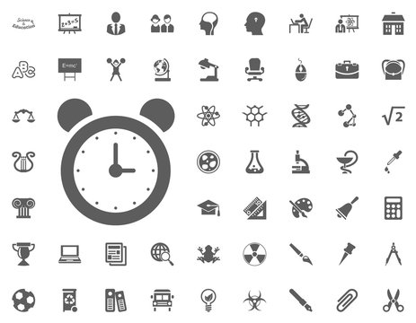 Alarm clock icon. science and education vector icons set.