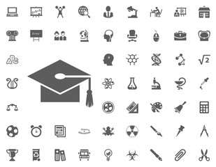 Fototapeta premium Graduate cap icon. science and education vector icons set.