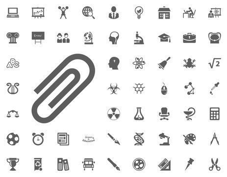 Paper clip icon. science and education vector icons set.
