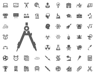Compass, dividers icon. science and education vector icons set.
