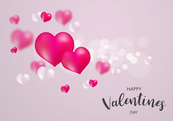 Valentine's day, banner template. Pink and White heart with lettering, isolated on background. Heart tags poster design. Vector