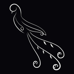 White bird painted with elegant lines