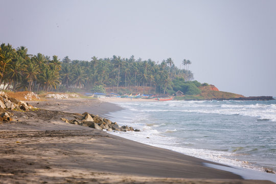 Beautiful black beach in Varkala, Kerala, India