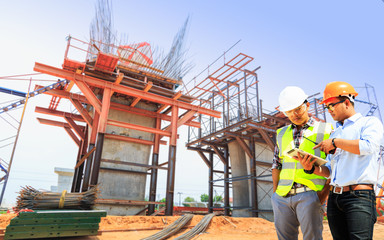 Workers are working on road and expressway construction.