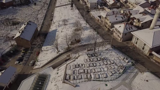 Aerial, Cemetery, Muslim cemetery Kovaci, Sarajevo, Bosnia and Herzegovina