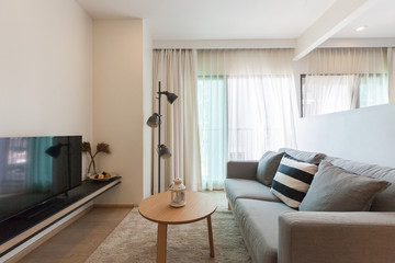 the scene of cozy living room 