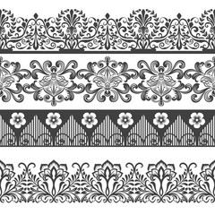 Seamless floral vertical border vector template