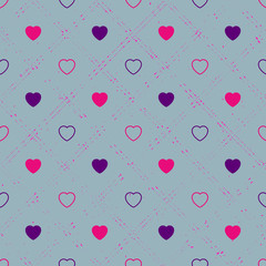 Abstract seamless pattern with hearts. Valetines day, birthday or girlish design.