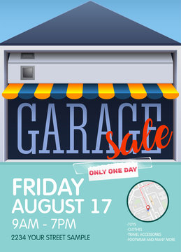 Printable poster template for garage or yard sale event. vector