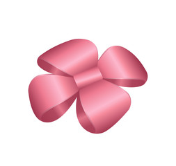 Pink bow in the form of a flower isolated on white background.  Vector image.
