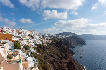 Fototapeta na wymiar Beautiful view over the city of Oia on the island of Santorini