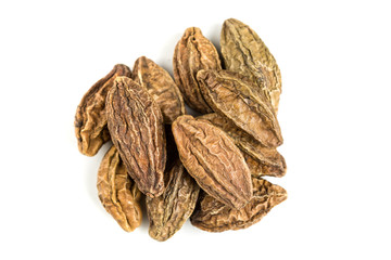 Pile of harde pods isolated on a white background